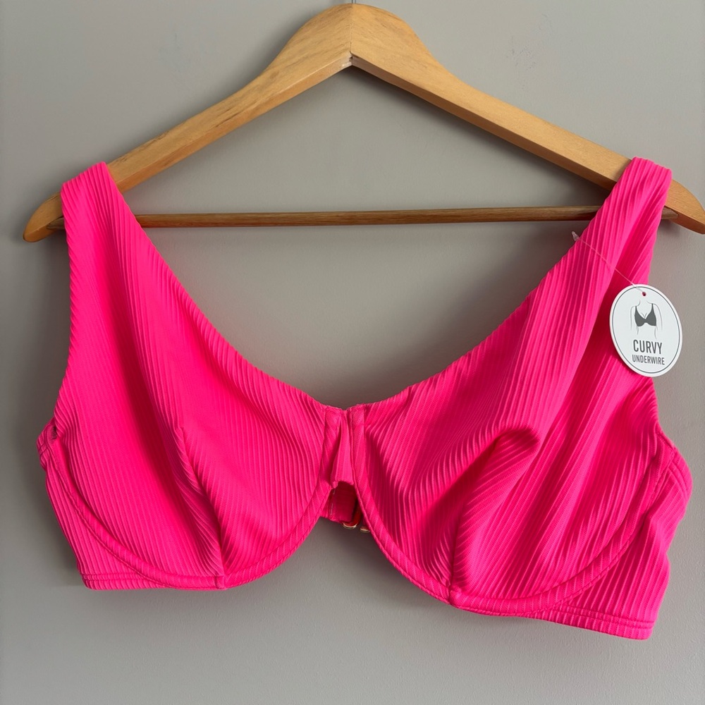 Hollister Hot Pink Ribbed Underwire Bikini Top